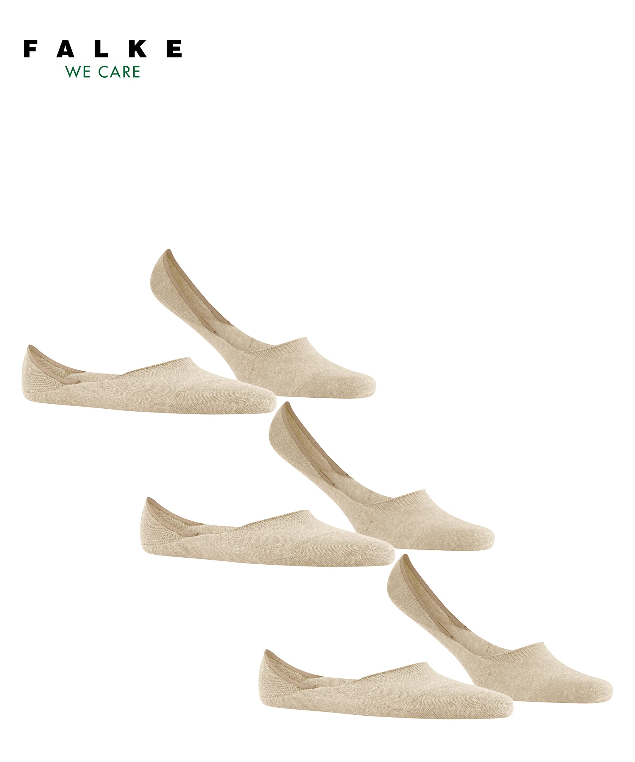 FALKE hombre Invisible Step Medium Cut 3-Pack calcetines invisibles transpirable sostenible algodón no-show con puntos de silicona en el talón liso multipack 3 pares