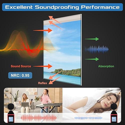 Miniatura 102 de Paquete de 8 paneles acústicos artísticos de espuma a prueba de sonido para paredes, paneles decorativos absorbentes de sonido de 48 x 32 pulgadas