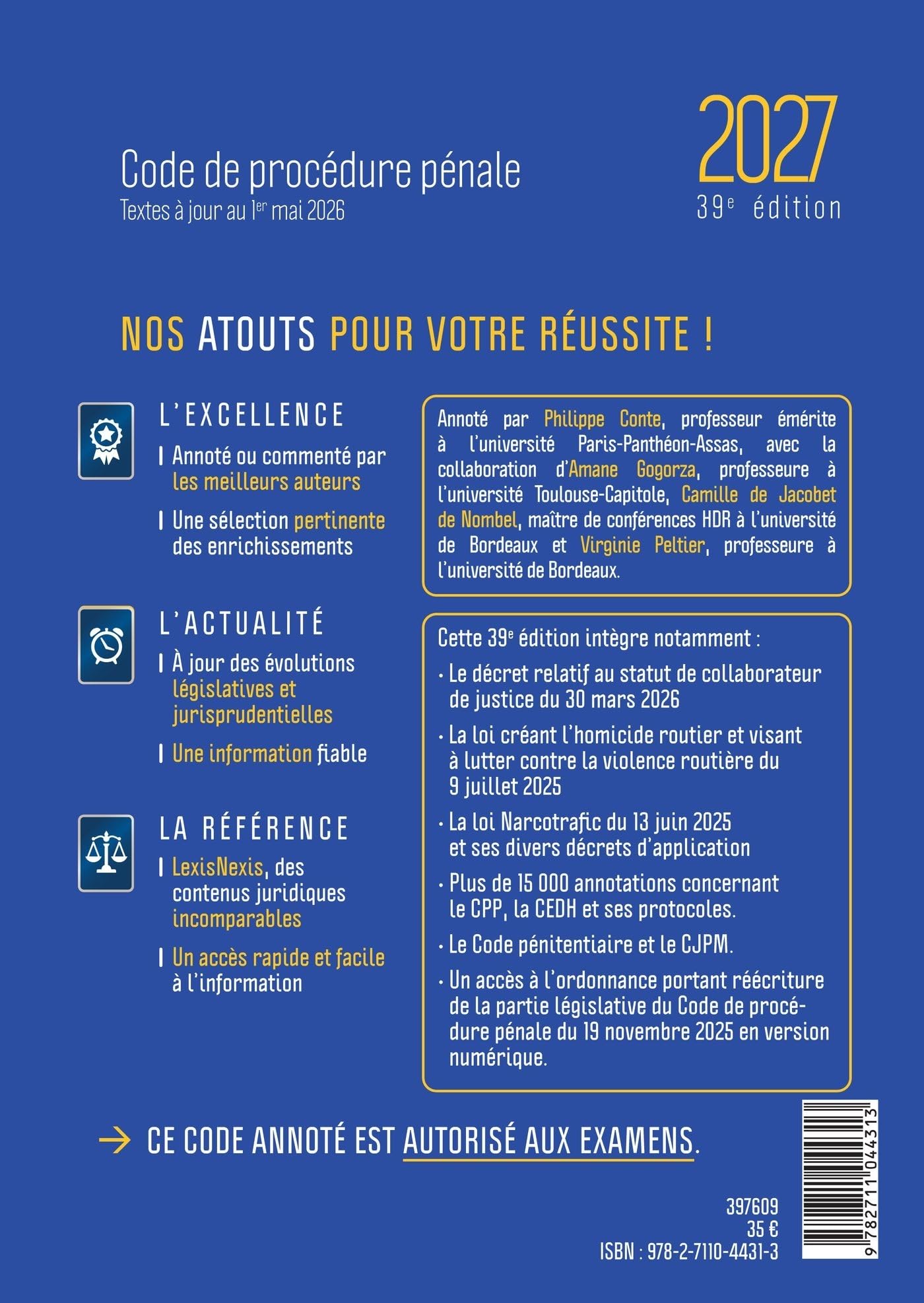Code de procédure pénale 2027 Jaquette Panthère