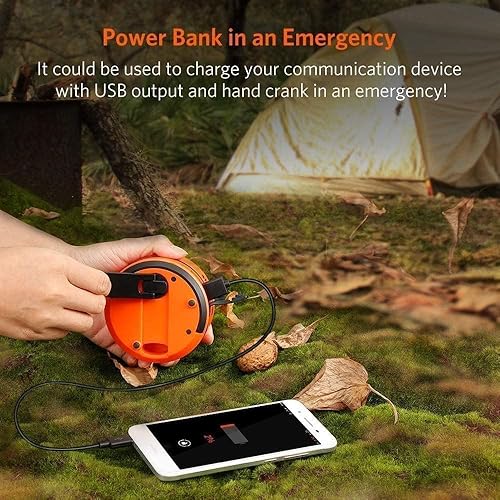 Miniatura 4 de THORFIRE Paquete de 2 luces recargables para camping, manivela de mano LED, mini linterna plegable USB, luz de emergencia al aire libre, lámpara de