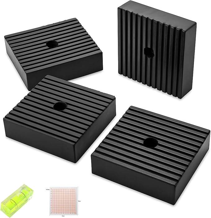 4 Pack Heavy-Duty Anti-Vibration Pads – Solid Rubber 4"x4"x1" |