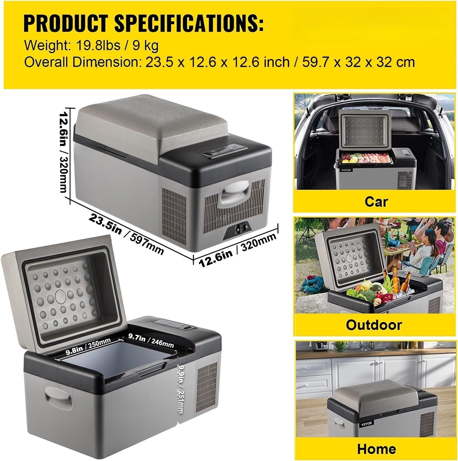 20L Frigoriferi per Auto Mini Frigo Portatile Elettrico Auto Frigorifero Congelatore 12/24V DC per -20℃~20℃ Mini Kühlschrank für Auto, Lkw, Boot, Wohnmobil