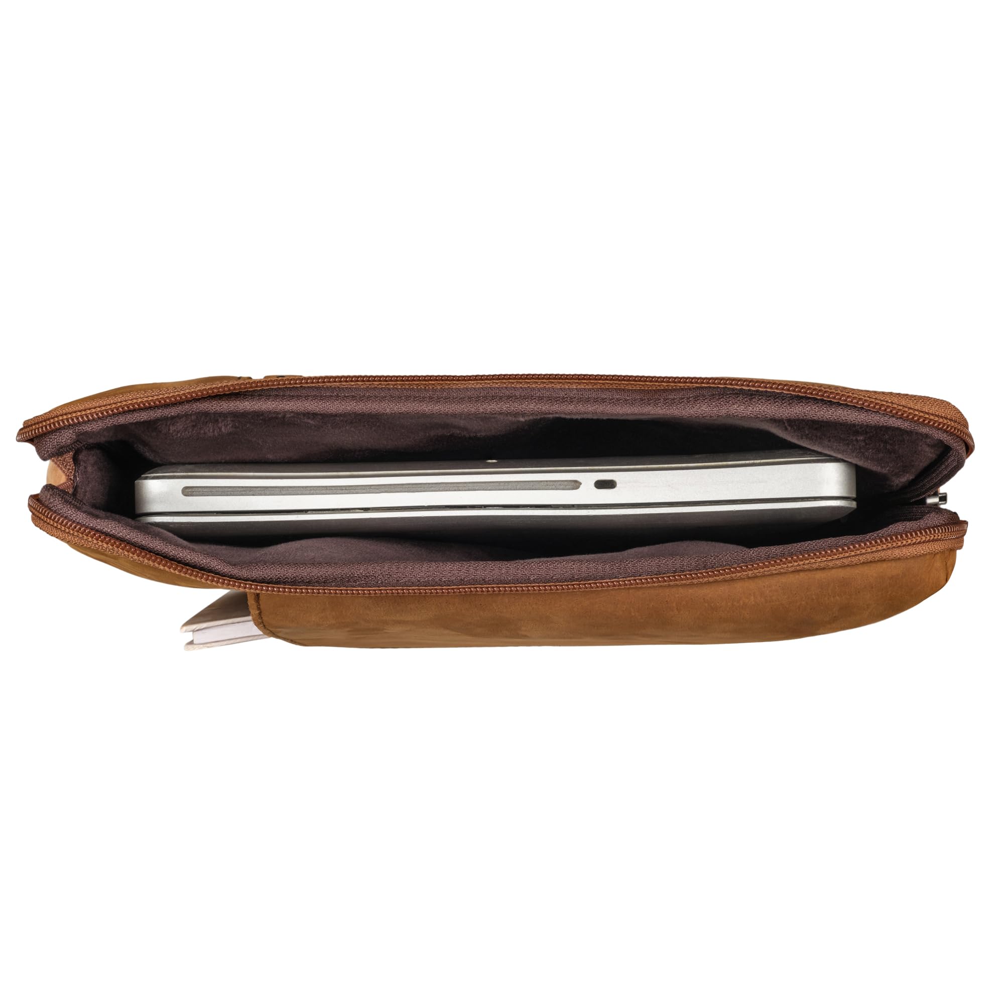 STILORD "Kit" 15,6 Cali Etui na Laptopa Skórzane Wąska Aktówka Męskie Etui na Dokumenty A4 do Pracy Biura Podróże Torebka Biznesowa z Prawdziwej Skóry Kolor:tan - ciemnobrązowy