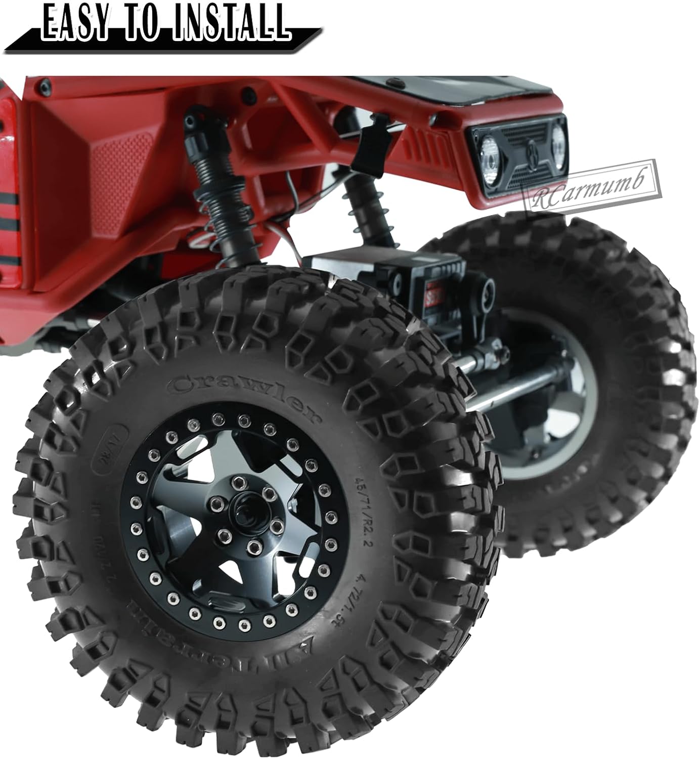 2.2 Inch Beadlock Wheel Rim & Wheel Tires for SCX10 Capra/AMG 6x6/TRX4/Red cat Gen8 Red cat Everest Gen7 Pro RC Scale Crawler Truck,Tires Tyres w/Aluminium Wheel Rim,Titanium