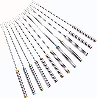 XATDOMESD 12 PCS Stainless Steel Fondue Forks, Heat Resistant Multicolor Coding Handle, 6 Colors x 2 Set, 9.5 Inch