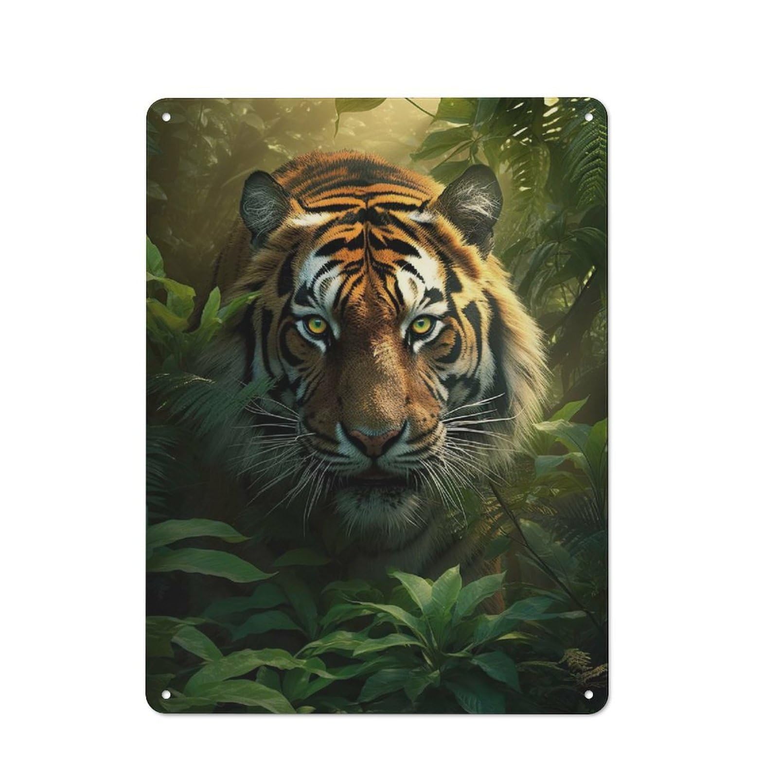 Junmoney The Tiger In Rain Forest Metal Wall Plaque With Design 40X30cm, Retro Novelty Wall Art For Bedroom, Kitchen, Office Or Living Room