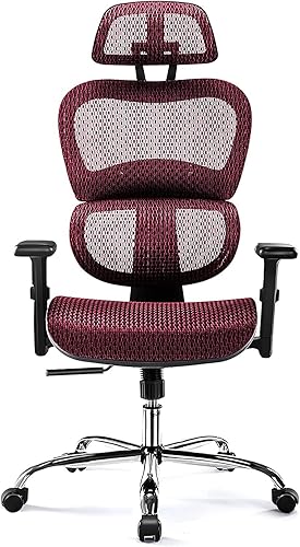 JHK Silla ergonómica de oficina con respaldo alto, silla de oficina alta con reposacabezas, silla de oficina de malla giratoria con capacidad de
