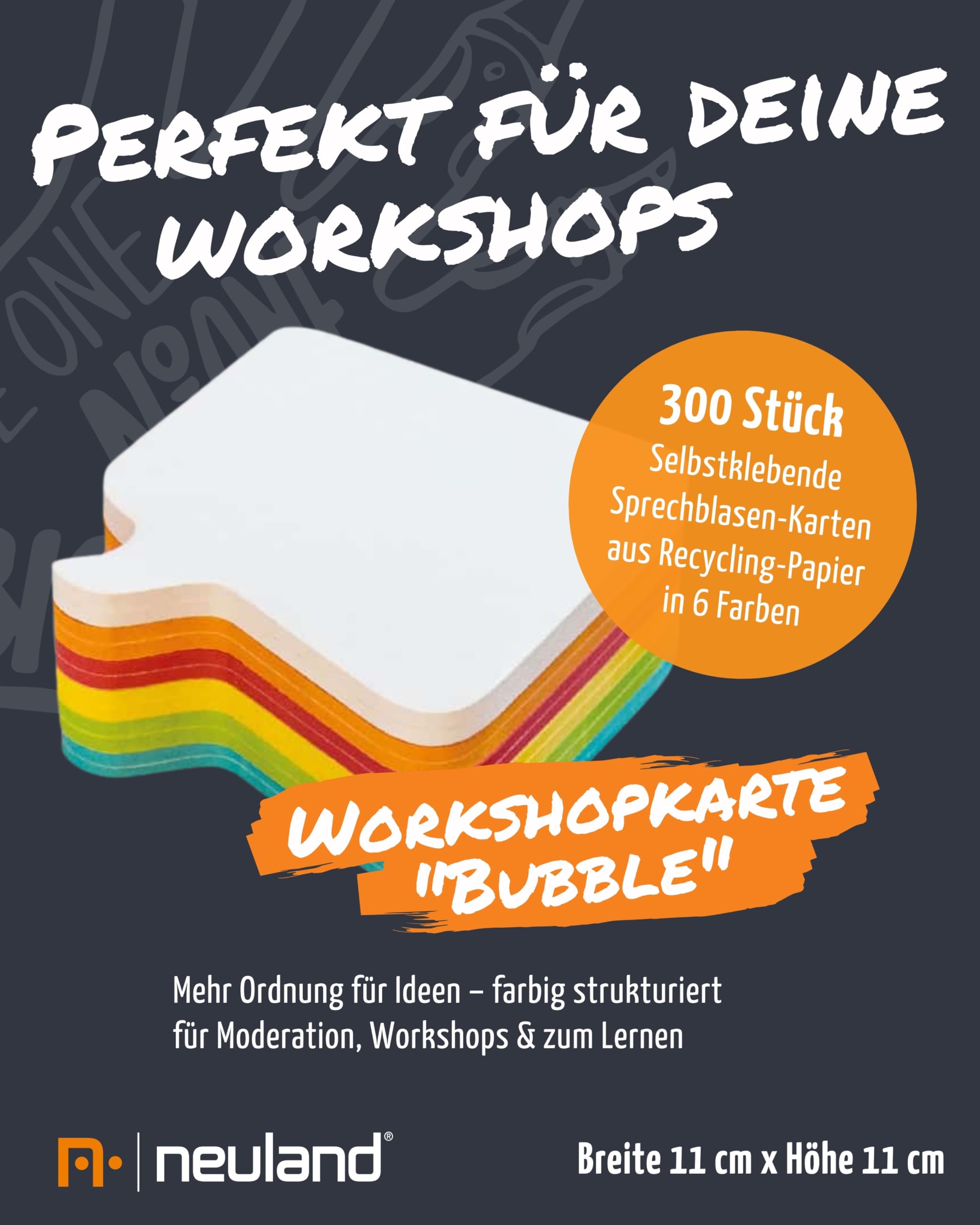 Neuland Stick & Bubble Set I Moderations- & Visualisierungsset für Workshops & Brainstorming I FineOne Outliner 1 mm schwarz, 300 Workshopkarten Bubble & 50 Sprechblasen