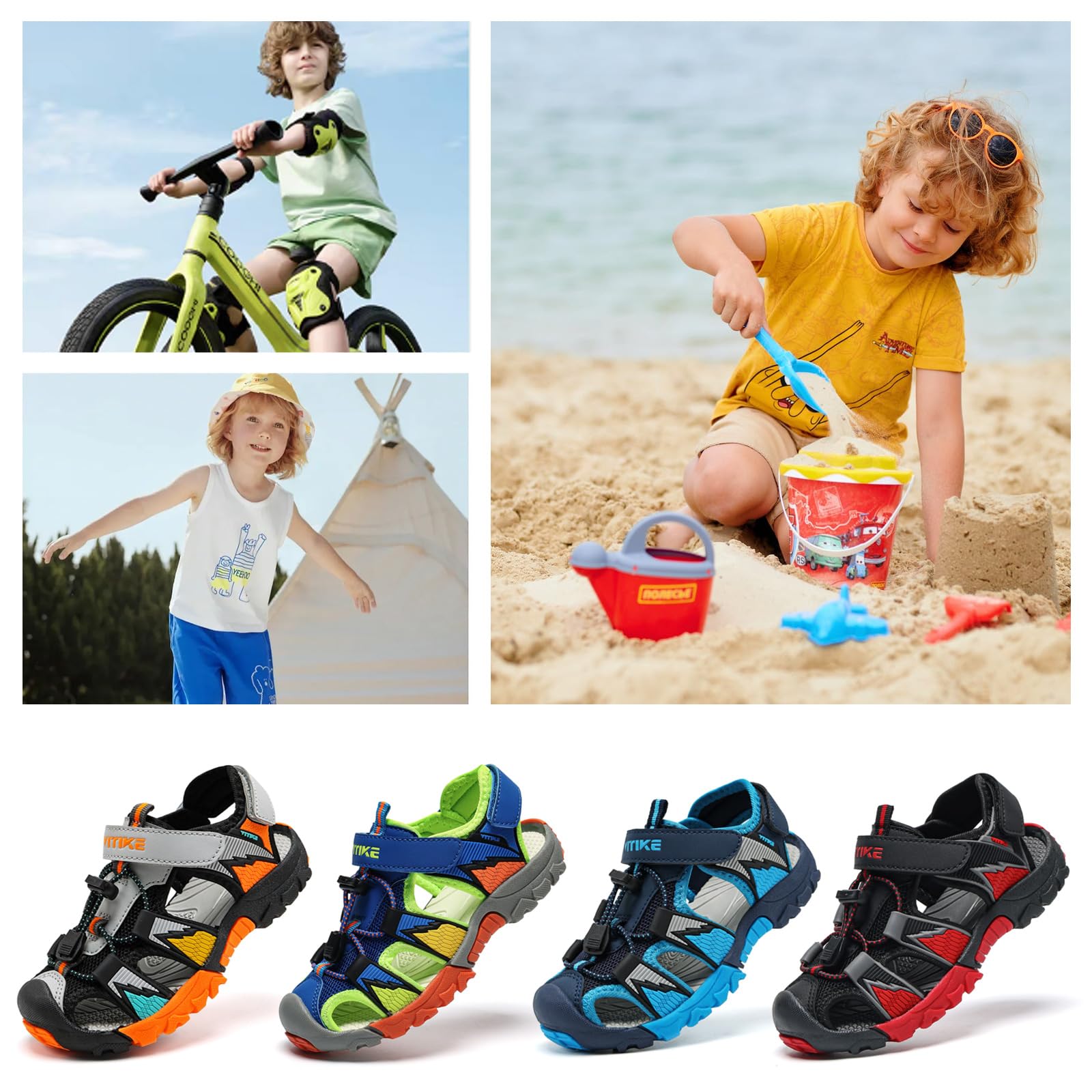 JMFCHI Kinder Sandalen Jungen Geschlossene Sommerschuhe Sports Outdoorsandalen Mädchen Trekkingsandalen Wandern Strand Schuhe