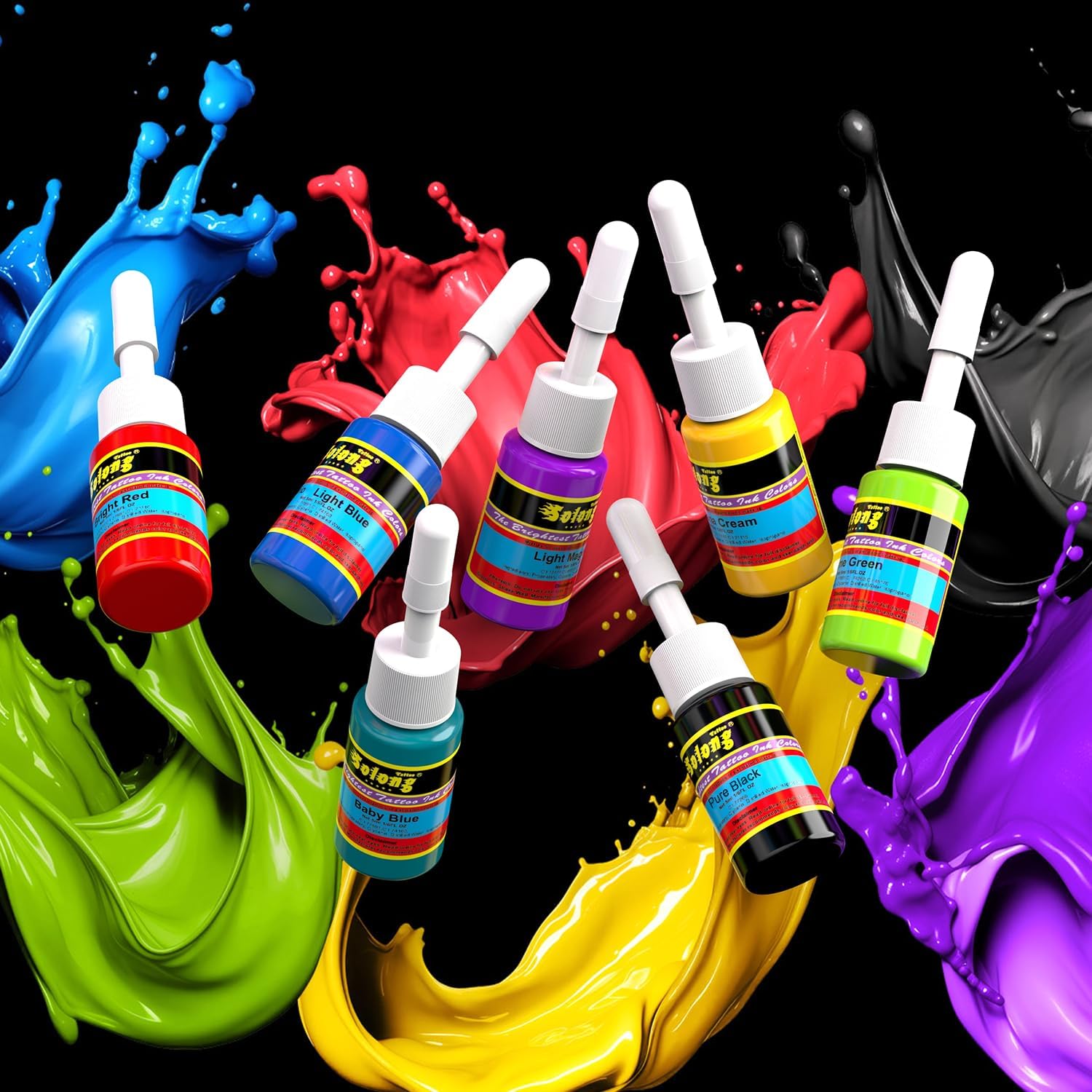 Solong Tattoo Ink Set 54 Colors, 1/6 oz (5 ml) Pigment Kit