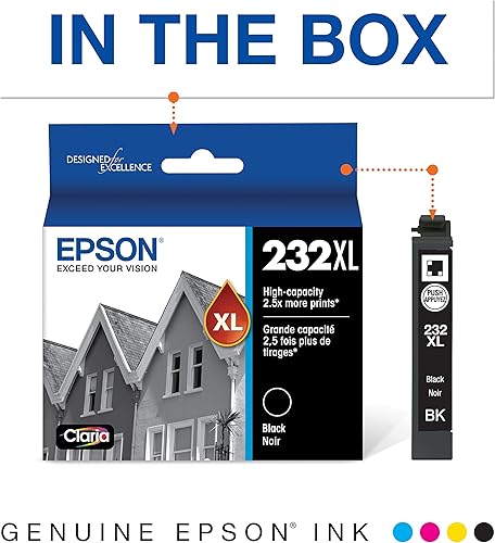 Miniatura 6 de Epson T232 Color de capacidad estándar y multipaquete negro de alta capacidad y cartucho de tinta negra T232, alta capacidad