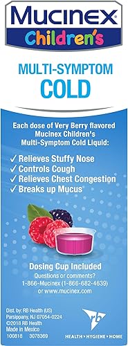 Miniatura 17 de Mucinex Líquido de alivio del resfriado multisíntoma para niños, alivia la congestión nasal, la congestión del pecho, la tos y el moco, expectorante