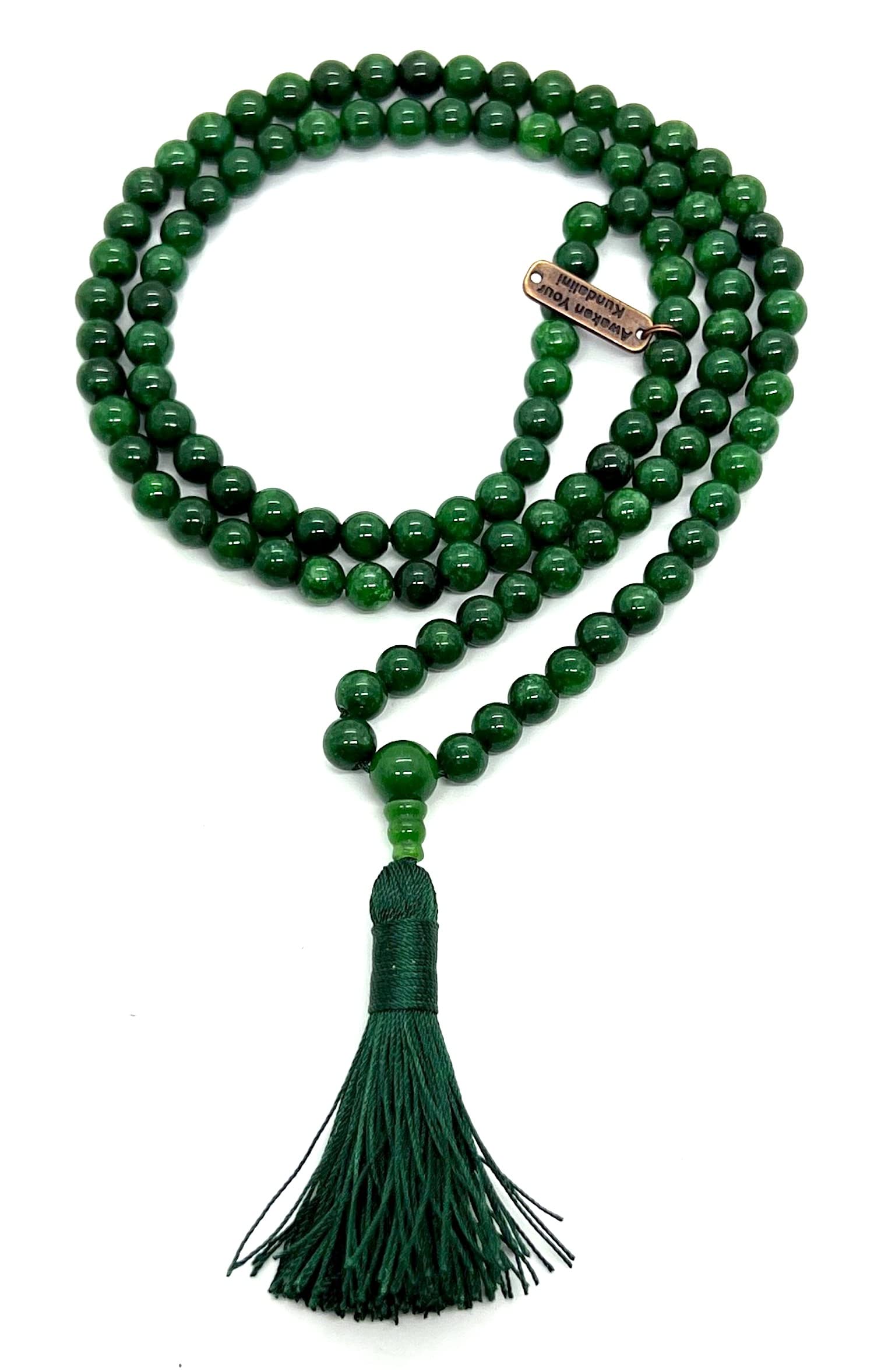 Green Jade Mala Neckalce - Harmony and Abundance - 8mm 108 Beads - Find Your Peace