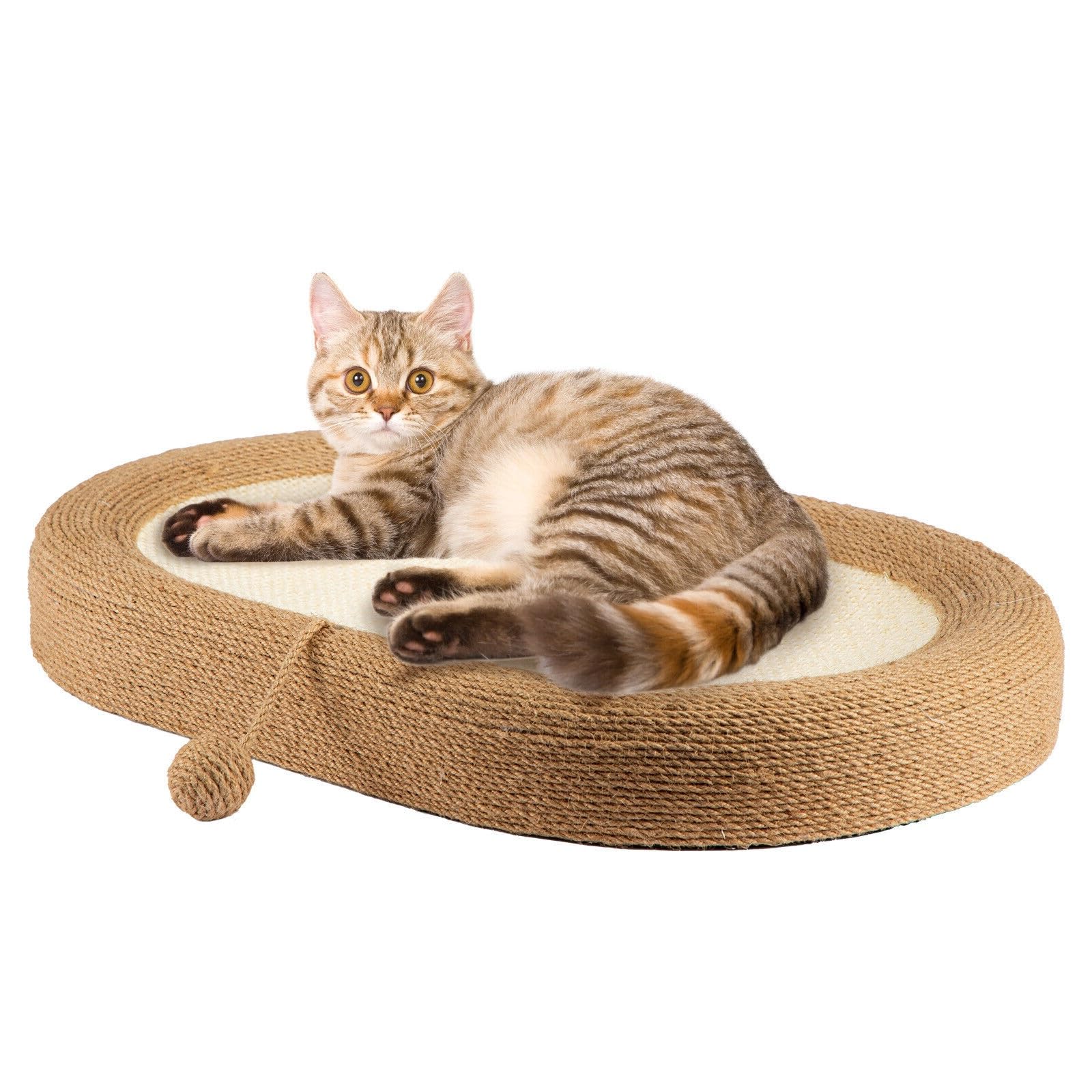 CROWNSHOP Cats Climbing Frame 74cm 29" Foldable Bottom Tall Cats Claw Scratcher with 1 Toy Ball Natural Sisal Scratch Pole and Soft Carpet Covered (Cat Scratching Bed 24-Inch)