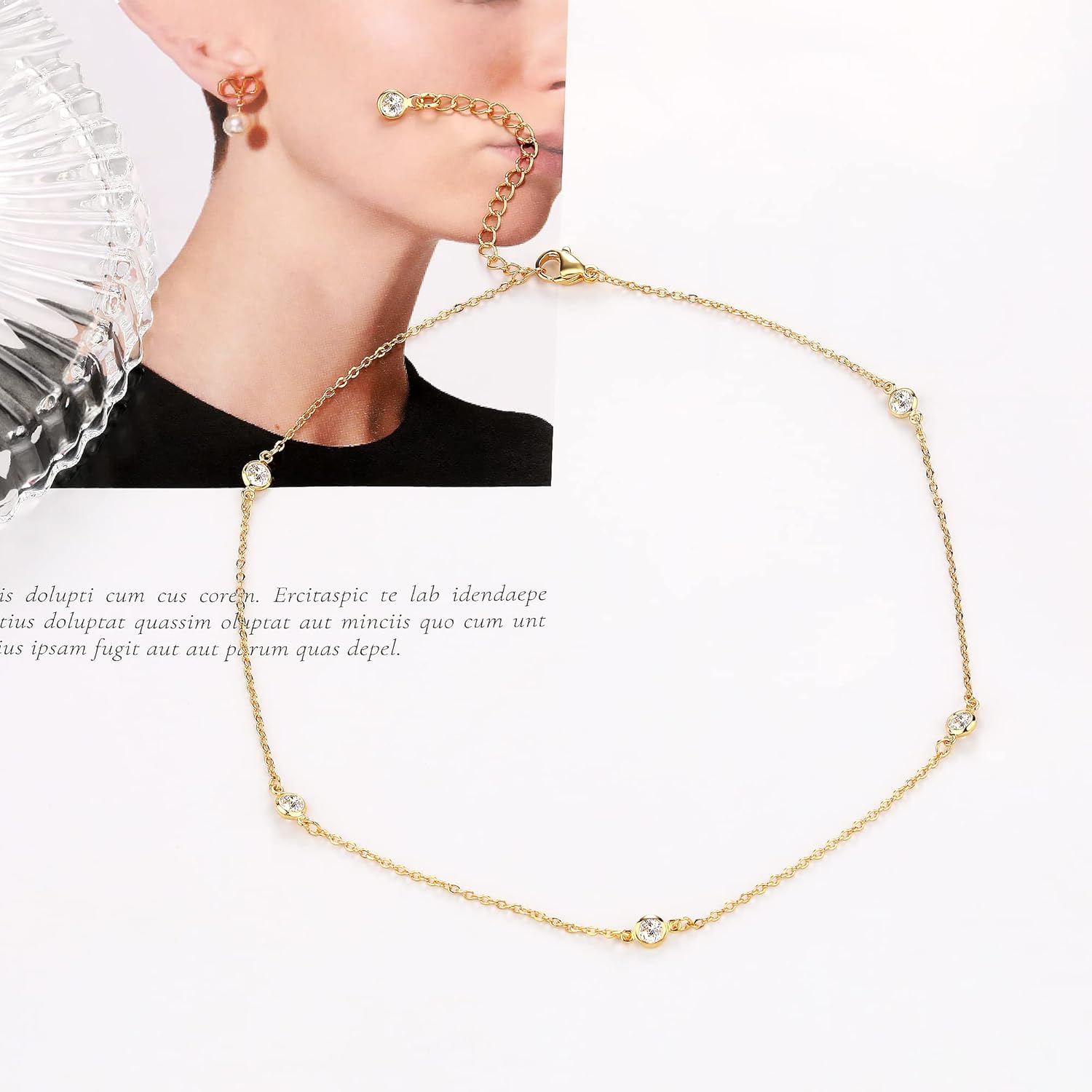 Tewiky Dainty 14k Gold Plated/Silver Cubic Zirconia Necklaces for Women, Simple CZ Jewelry Necklaces Trendy Gifts - Image 6