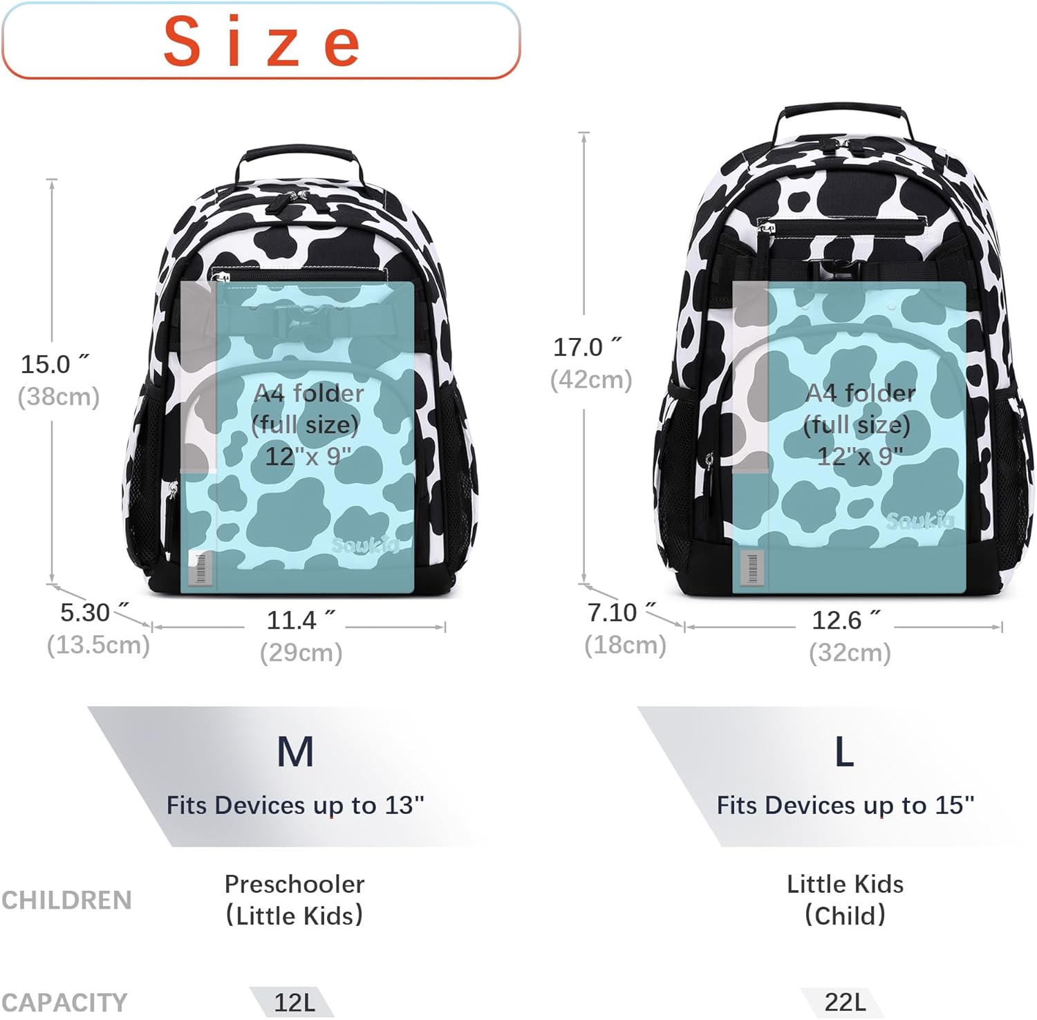 Cute Small Little Kids Cow Print Backpack Kindergarten Preschool Backpacks for Girls Ages 2-4-6 (Black Cow Print) - Image 4