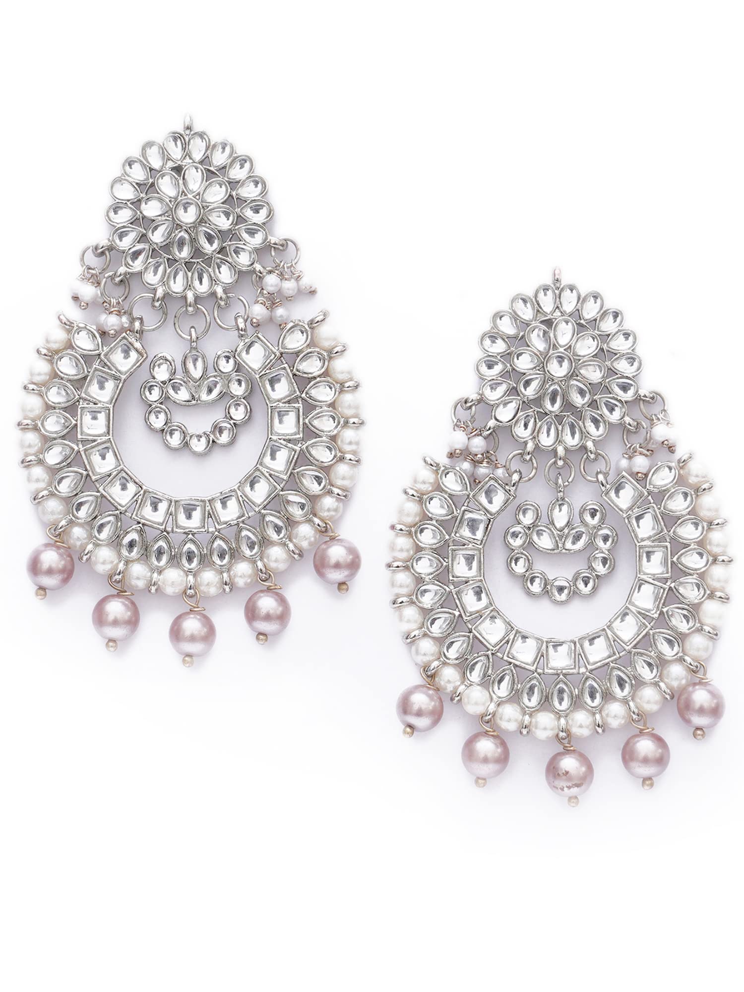 Karatcart Silver Pearl Oxidised Kundan Chandbali Earrings for Women (B09MN5R4Q6) Amazon Price History, Amazon Price Tracker
