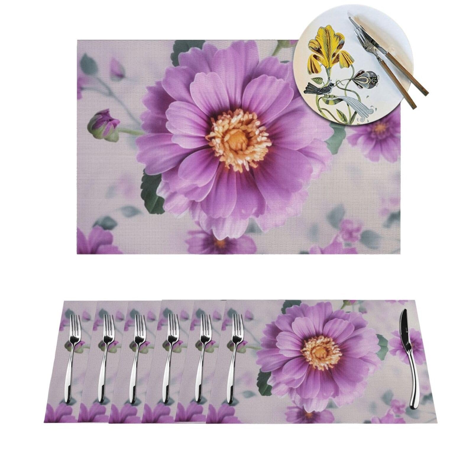 Sets de table pour table de salle à manger et cuisine aux notes florales