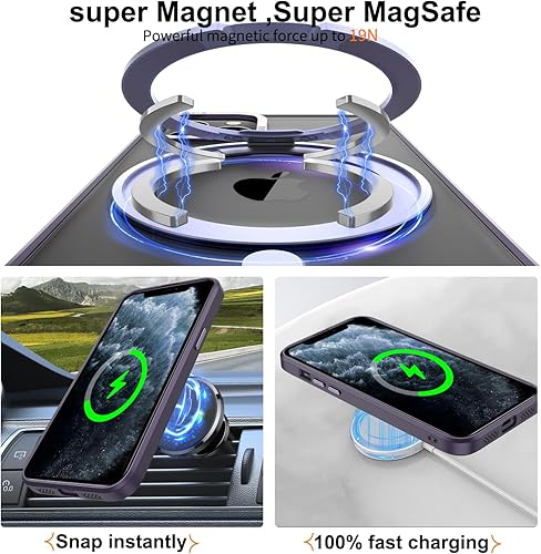 Miniatura 4 de STERKER Funda transparente con anillo giratorio de 360 para iPhone 11 Pro Max compatible con magnético 2 protectores de pantalla con soporte,