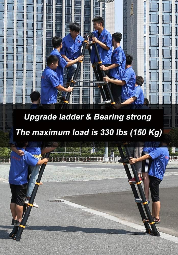 XZGDEN Ladders,Black Telescoping Ladder A-Frame Aluminum Extension Ladder, Portable Heavy Duty Multi-Purpose Telescopic Ladder with Slip-Proof Feet, Load 330Lb (Color : 2.7m+2.7m(9ft+9ft)) : Tools & Home Improvement