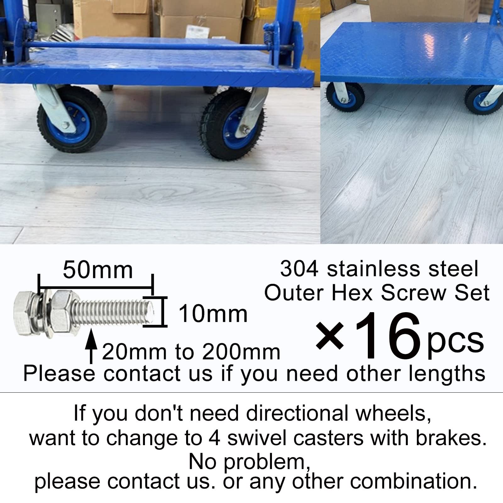 LIGUOYI Lenkrolle Luftrad Bockrolle, Ø 200mm 250mm Schwerlastrollen, Leise Gummi Transportrollen, Schubkarren Transportrolle, Mit Bremse Und Befestigungsschrauben, 2 Lenkrollen + 2 Bockrollen