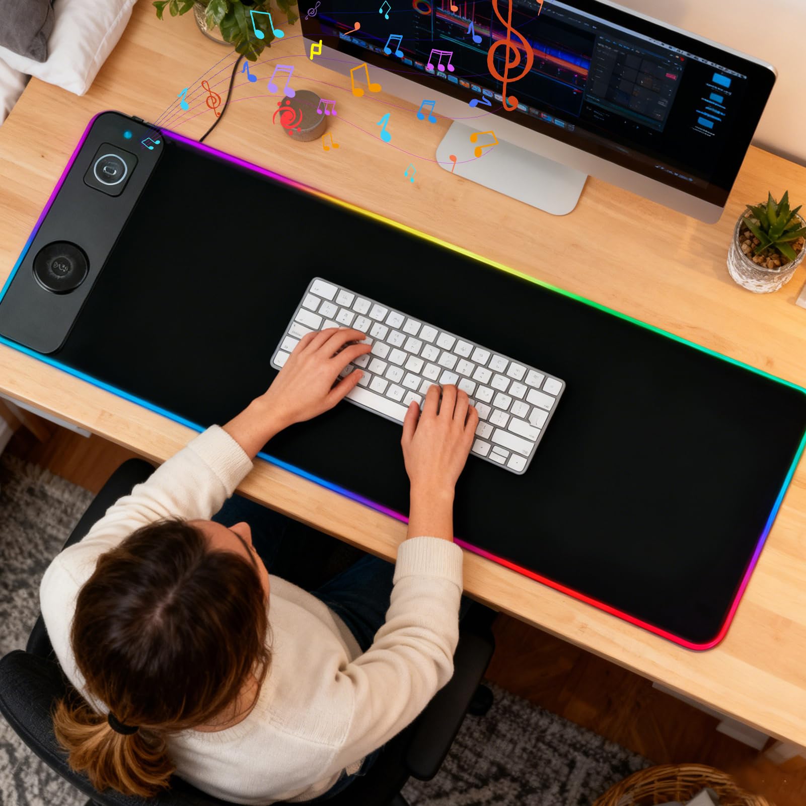 Mouse Pad Luminoso Ricaricatore Wireless Impermeabile RGB 15W | 80x30 cm Mouse Pad Gaming Ricarica Rapida Magnetica Antiscivolo Per PC Gaming Smartphone Laptop Scrivania Sala Giochi