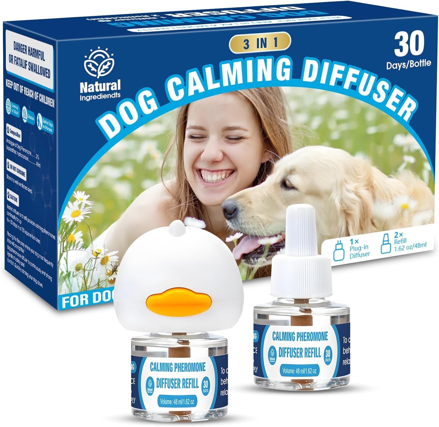 Calming Pheromone Diffuser Kit for Dogs & Cats: 3-in-1 Stress Relief