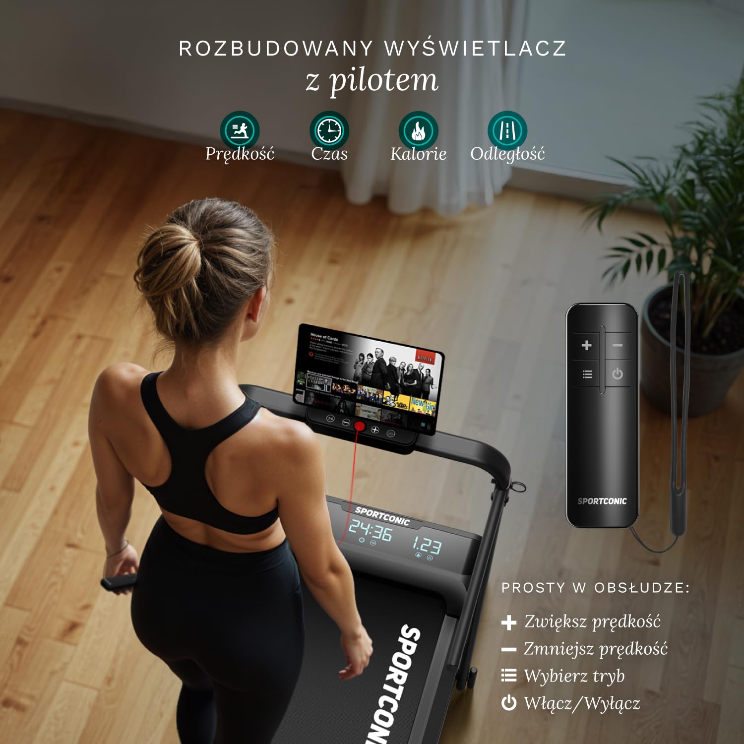 Sportconic Bieżnia do Domu z Nachyleniem, Walking Pad, Kompaktowa i Cicha Bieżnia, Bieżnia pod Biurko do Chodzenia i Biegania