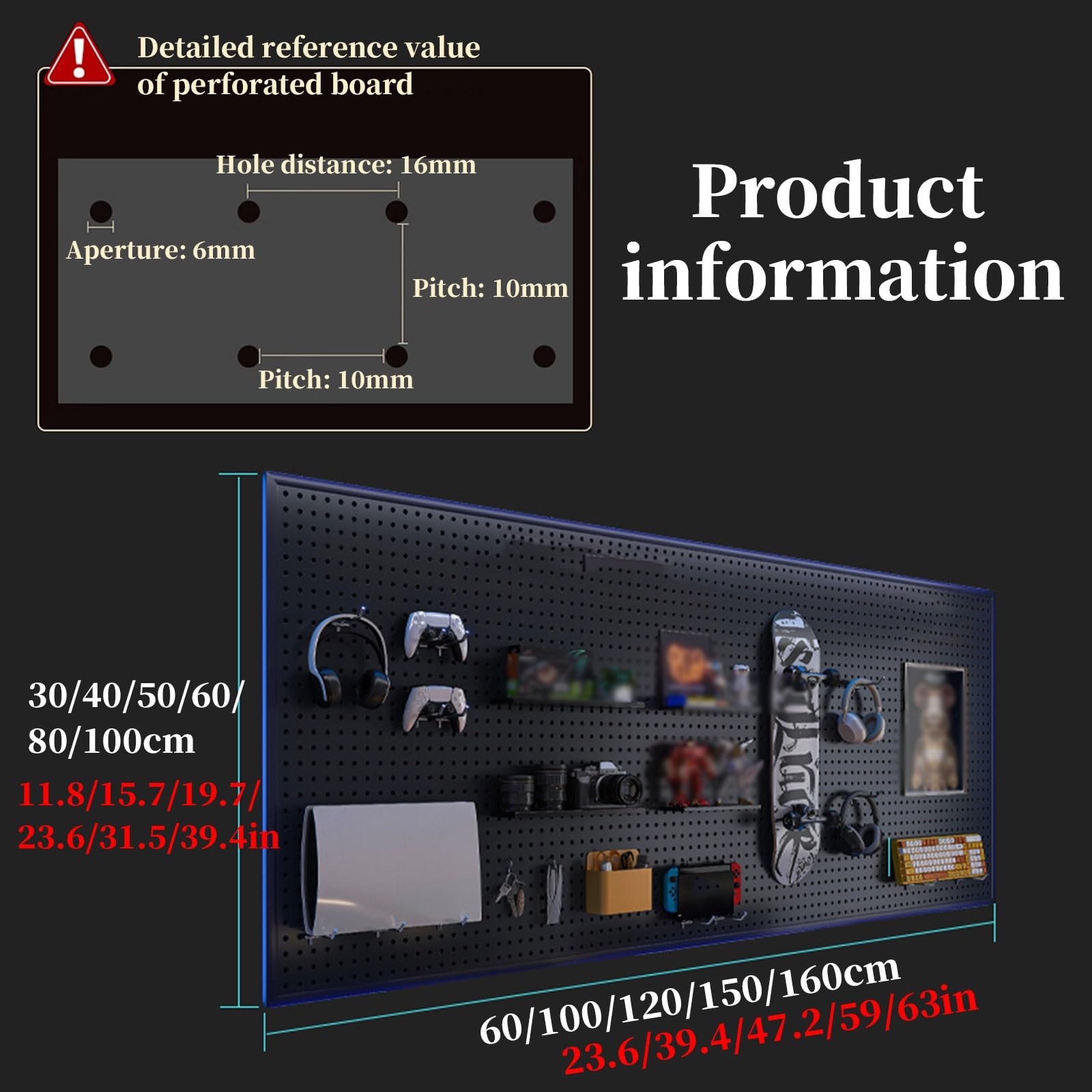 Pegboard Kit Combinazione - Gaming Station Wall Game Controller Holder e Headset Stand con Forte Capacità Portante, 100 x 100 cm