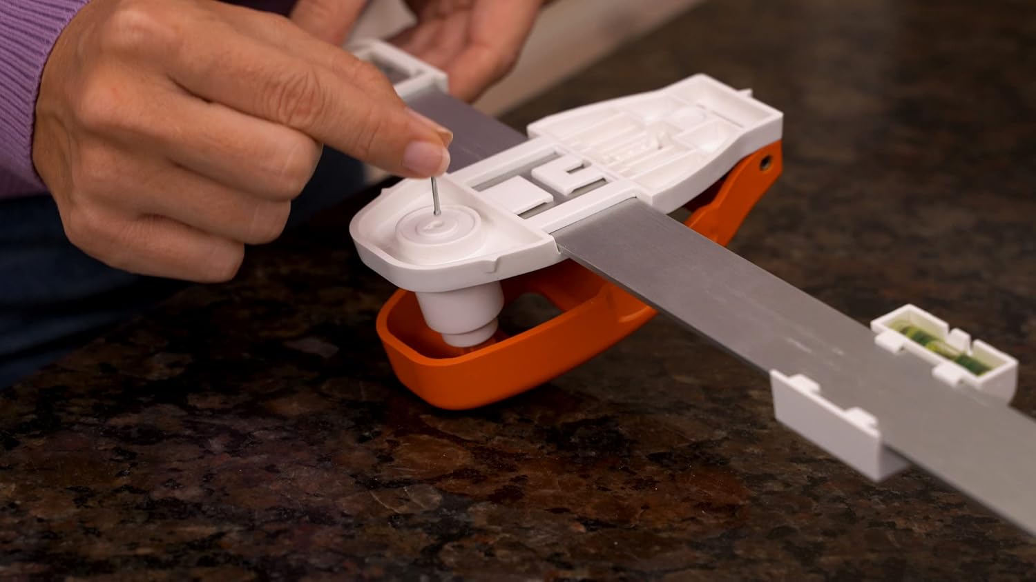 Hang Hero - All in One Picture Hanging System! Measures Frame, Levels and Inserts Nails at the Perfect Depth and Angle. Includes Hang Hero Unit and (50) #17 Brad Nails!