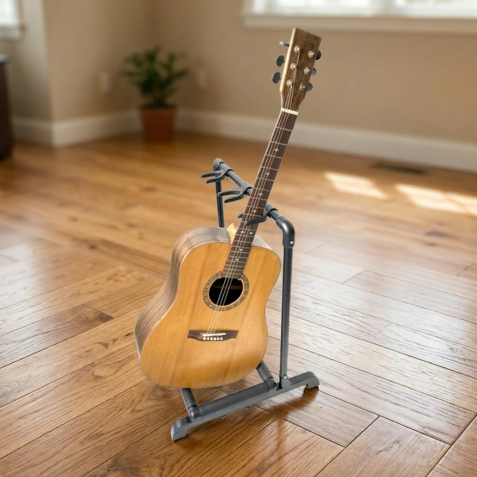 Pieghevole Supporto per Chitarra Basso Porta Chitarre Rastrelliera Strumenti Struttura Stabile Pieghevole Contatti Imbottiti Materiale Metallo
