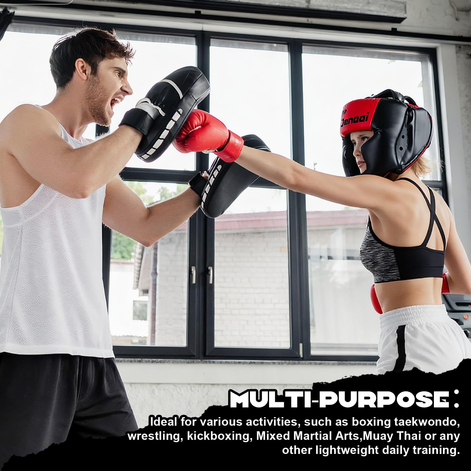 Jenaai 3 copricapi da boxe, regolabili, imbottiti, di sicurezza, per allenamento MMA, sparring, kickboxing, muay thai, arti marziali, karate, taekwondo, regalo per Natale, adulti, uomini e donne