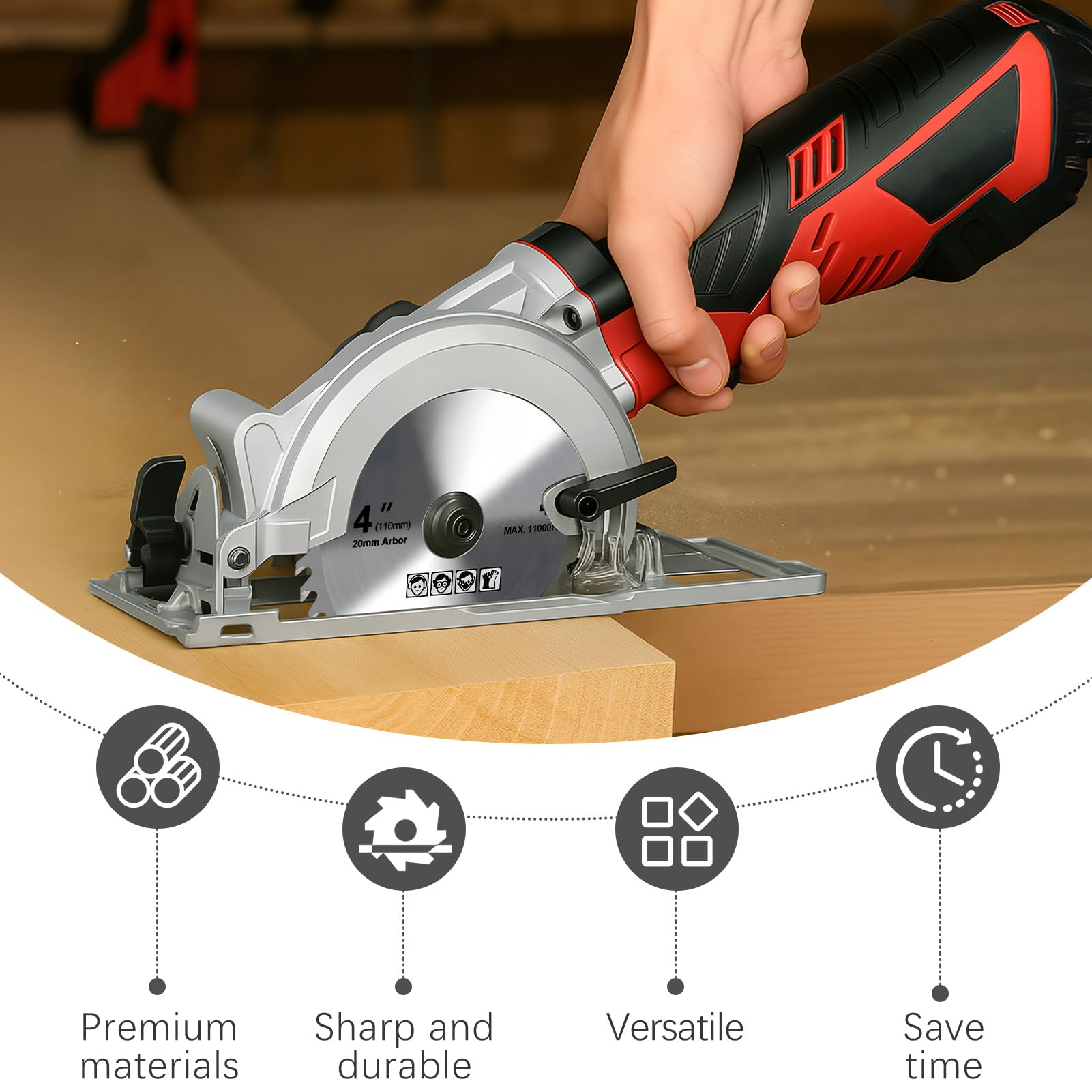 3 Piece Circular Saw Blade, 115mm Angle Grinder Discs Wood Cutter Alloy Steel - Image 4