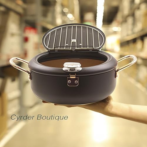 Miniatura 5 de Olla para freidora, 4.3L11 pulgadas, olla japonesa de tempura con termómetro Fahrenheit, freidora de aceite de acero al carbono antiadherente, para