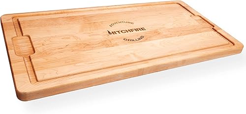 HitchFire Tabla de cortar de mesa auxiliar para parrilla Forge 15, tabla de cortar de arce para barbacoa y asar con ranura para jugo de derrames,