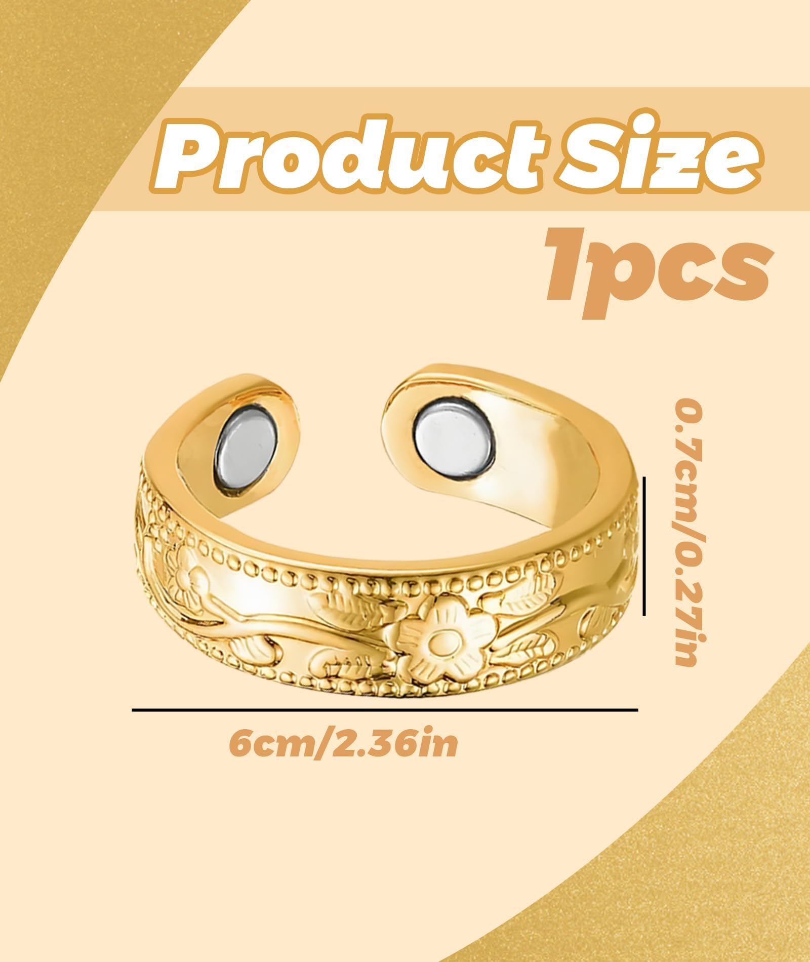 SQUISHCO Copper Ring for Men, Blood Sugar Control Ring Adjustable Magnetic, Therapy Ring for Blood Sugar Management Diabetic Control for Men and Women - Image 7 thumbnail