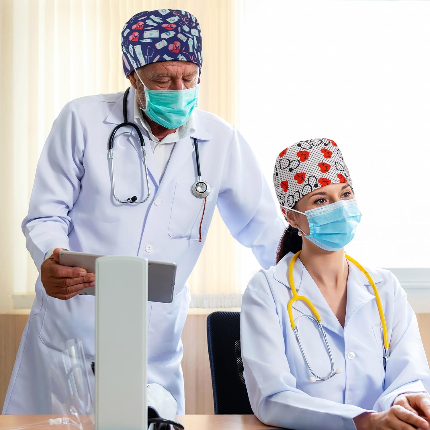 Unittype 4 Pcs Nurse Caps for Women
