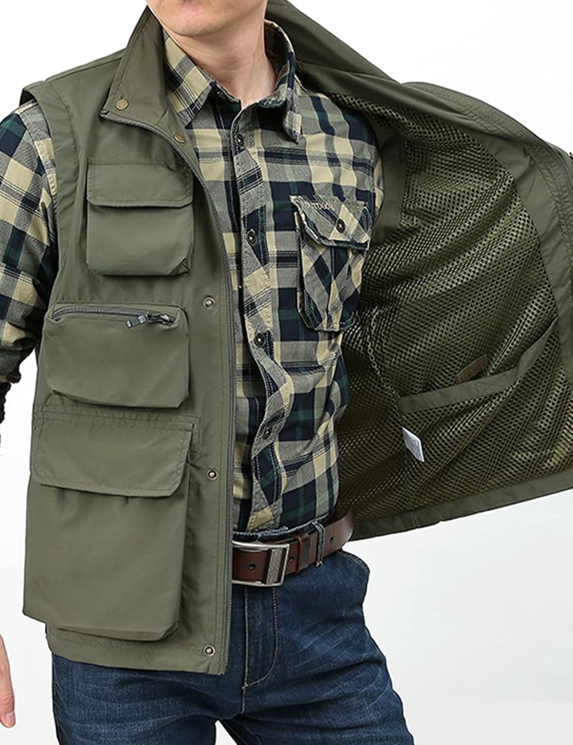 Yimoon Men’s Utility Fishing Vest Summer Lightweight Safari Travel Cargo Vest Outdoor Work Vests Multi Pockets - Image 3