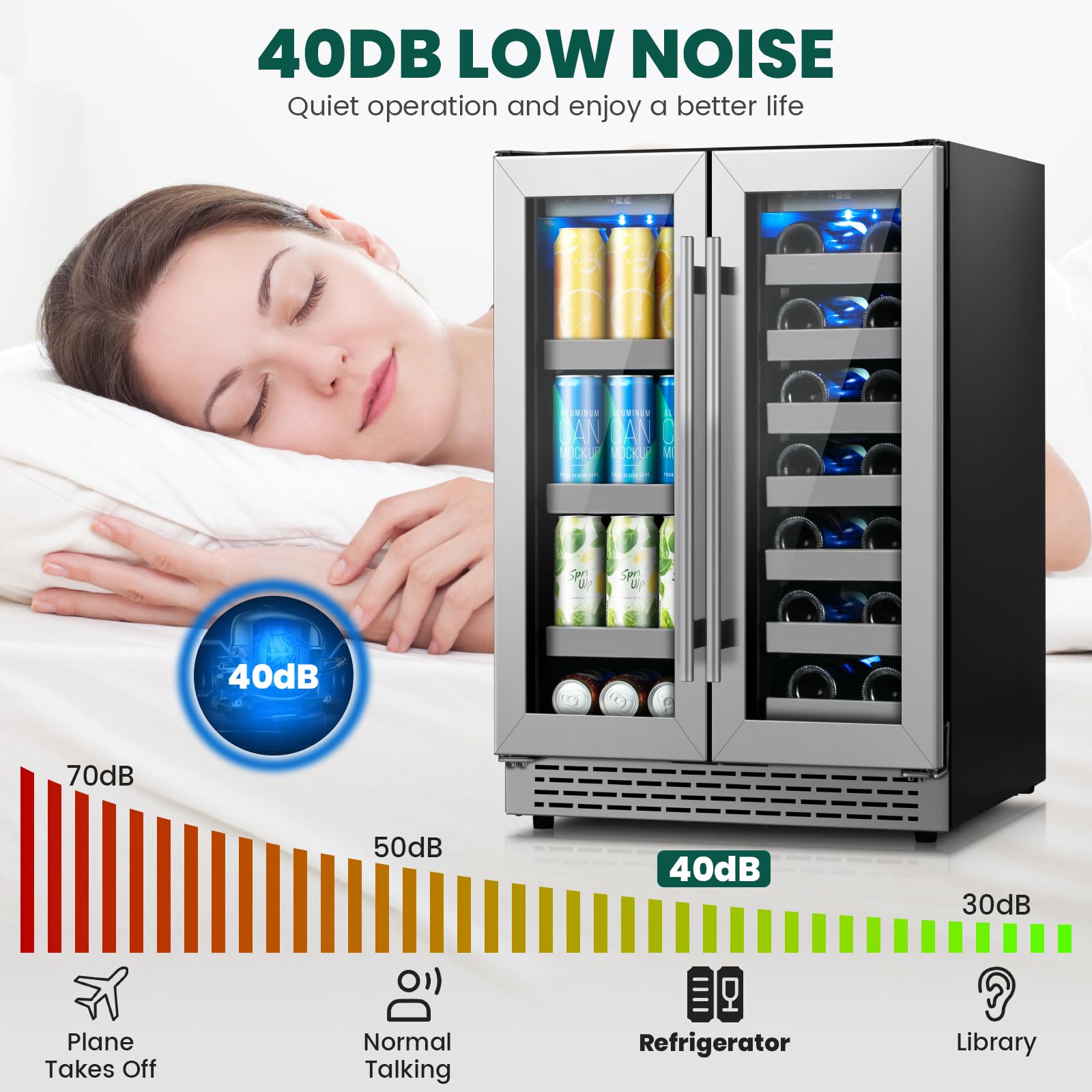 Friduo Dual Zone 24 Inch Wine And Beverage Refrigerator,20 Bottles And 88 Cans Wine Cooler Refrigerator With Glass Door,Upgraded Beverage Fridge Under Counter Or Freestanding For Beer Soda Bar on Fridge.com - View 6