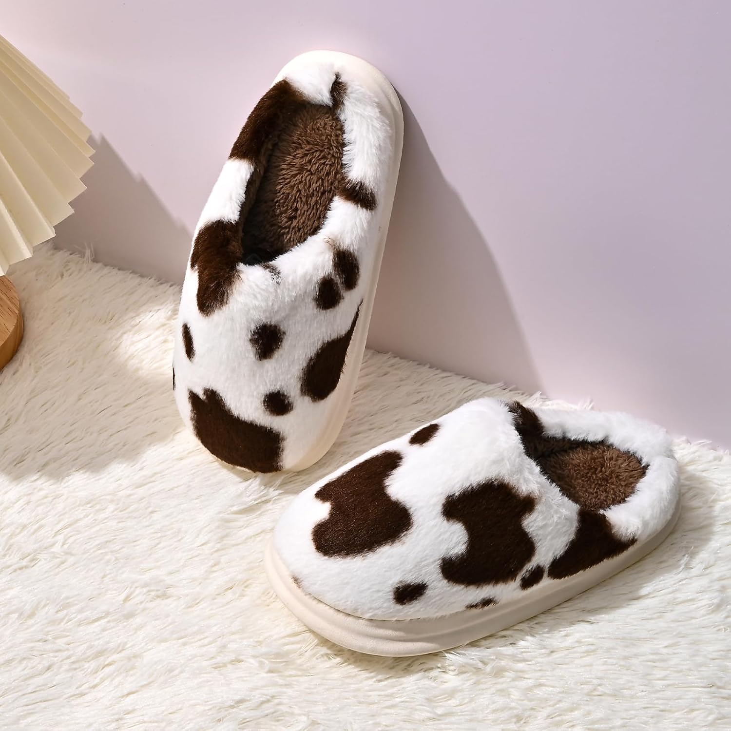 Fuzzy Plush Slippers for Women Men, Non-Slip Fluffy Winter House Shoes, Indoor Soft Warm Faux Fur Lining Bedroom Slides - Image 4
