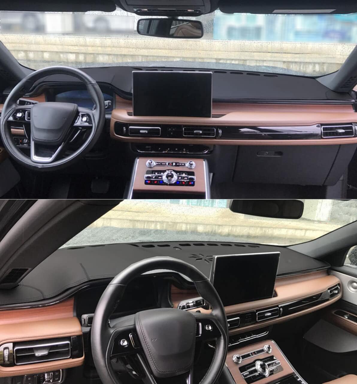 Black Leather Style Dash Mat Dashboard Cover Dash mat Interior Pad Compatible for Lincoln Aviator 2020-2021-2022-2023-2024