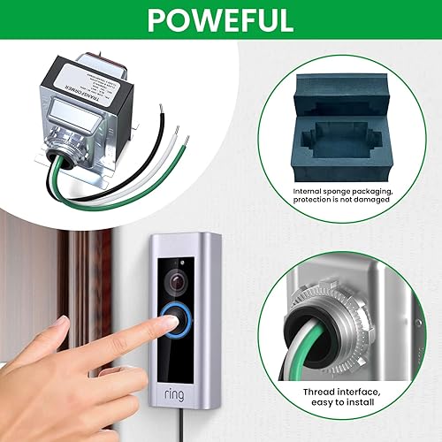 Miniatura 7 de Transformador de timbre de puerta, 16 V 30 VA compatible con Ring Pro Nest Hello Hardwired Door Timbre Transformer-UL certificado