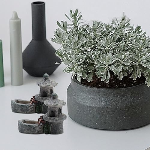 Miniatura 5 de 10 mini figuras retro de torre de estanque, mini estatua de pagoda, estilo japonés, farol de pagoda en miniatura, torre de piedra para jardín,