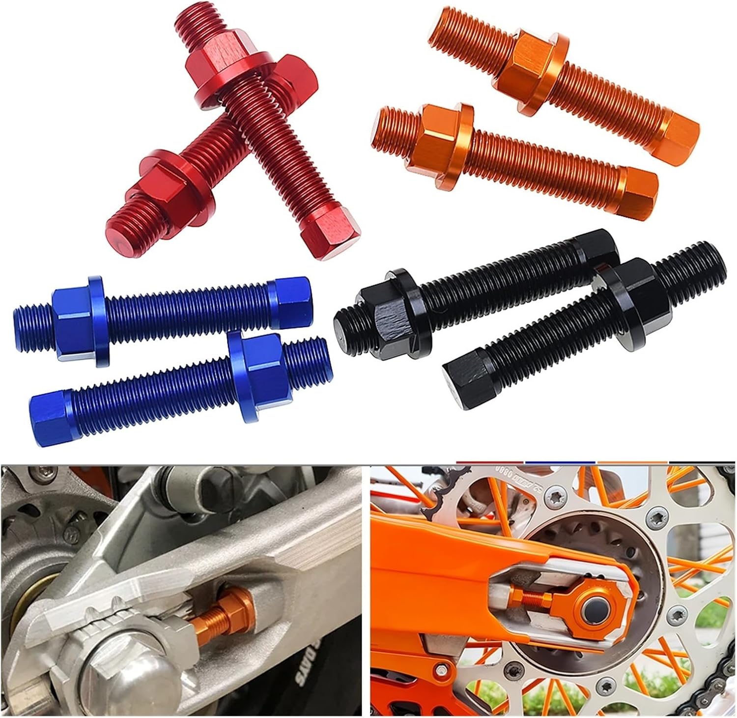 Chain Adjuster Bolt Compatible with XC XC-F XC-W SX SX-F EXC EXC-F Six Days TPI Adventure Duke Enduro SXS SMC R Gas M10x50(Blue)