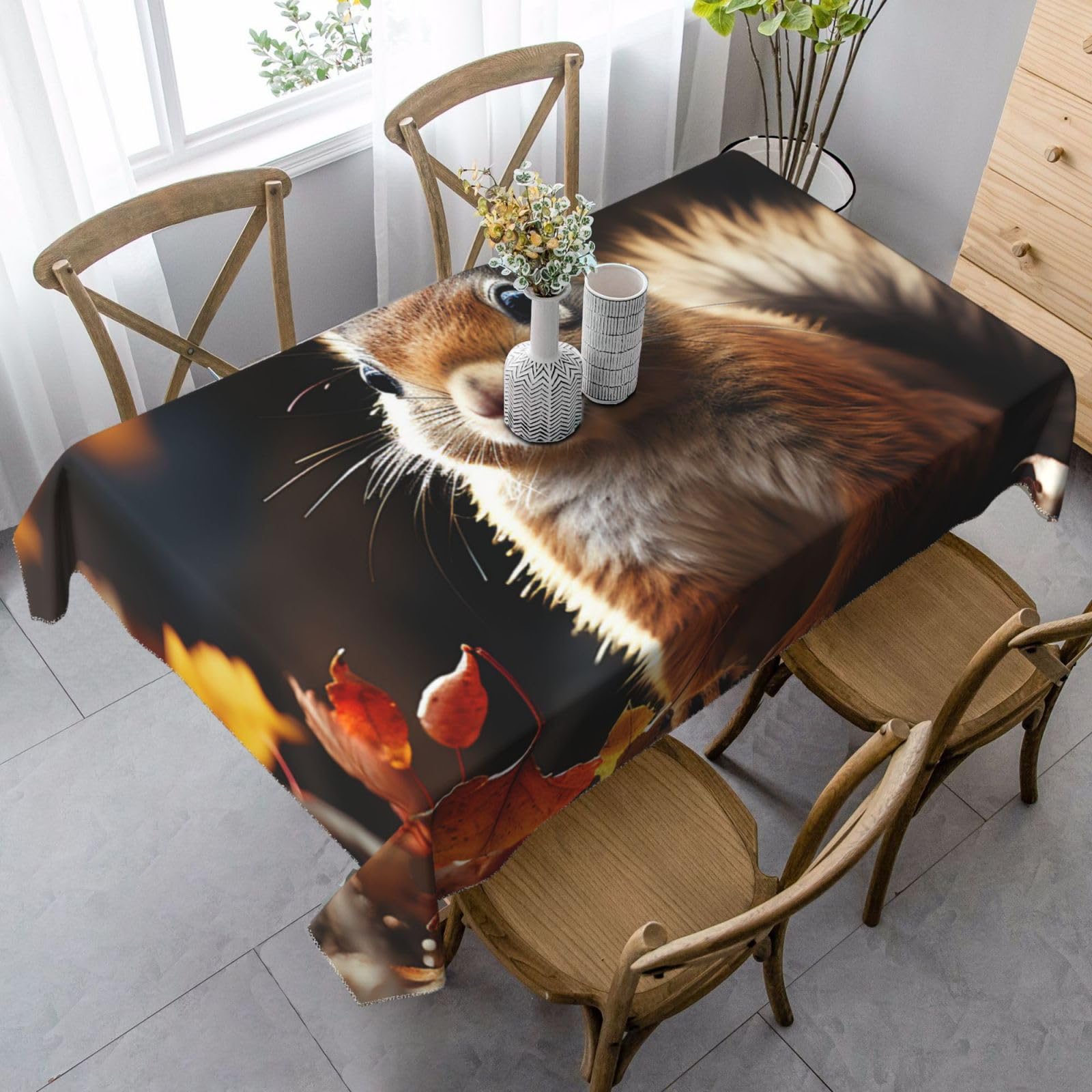 Nappe imperméable rectangulaire anti-taches écureuil pour protéger la table des enfants