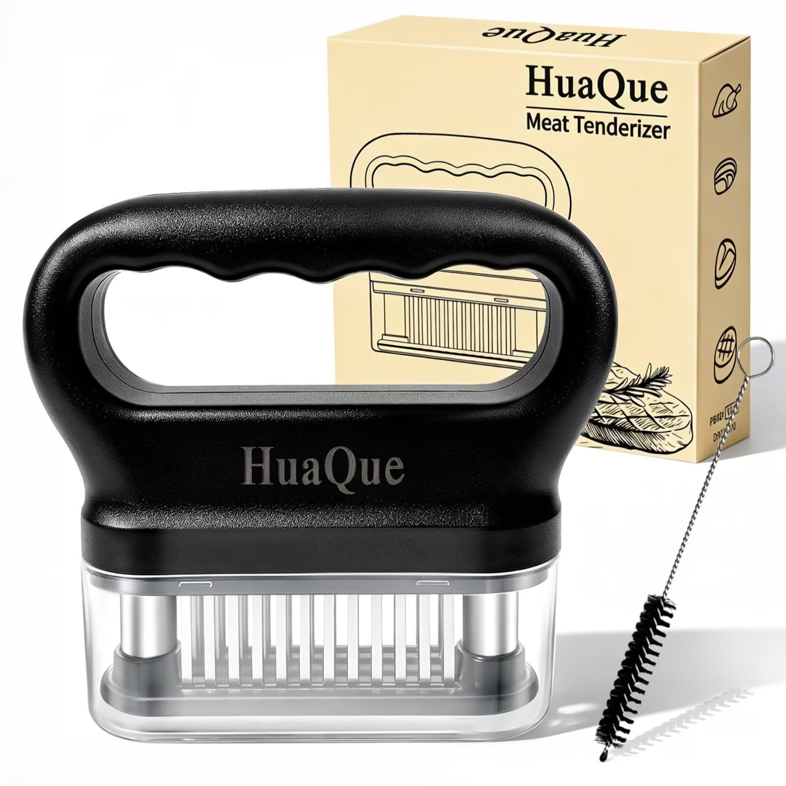 Meat Tenderizer, 48 Stainless Steel Needle Blade, Cleaning Brush and Safety Helmet, Used to Tenderize Steak, Chicken, Perfect for Family BBQs, Great Cooking Gift for Dad, Mom, Husband, Wife