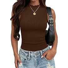 Zeagoo Womens Sleeveless Ribbed Knit Tops Mock Turtleneck Fitted Tank Tops