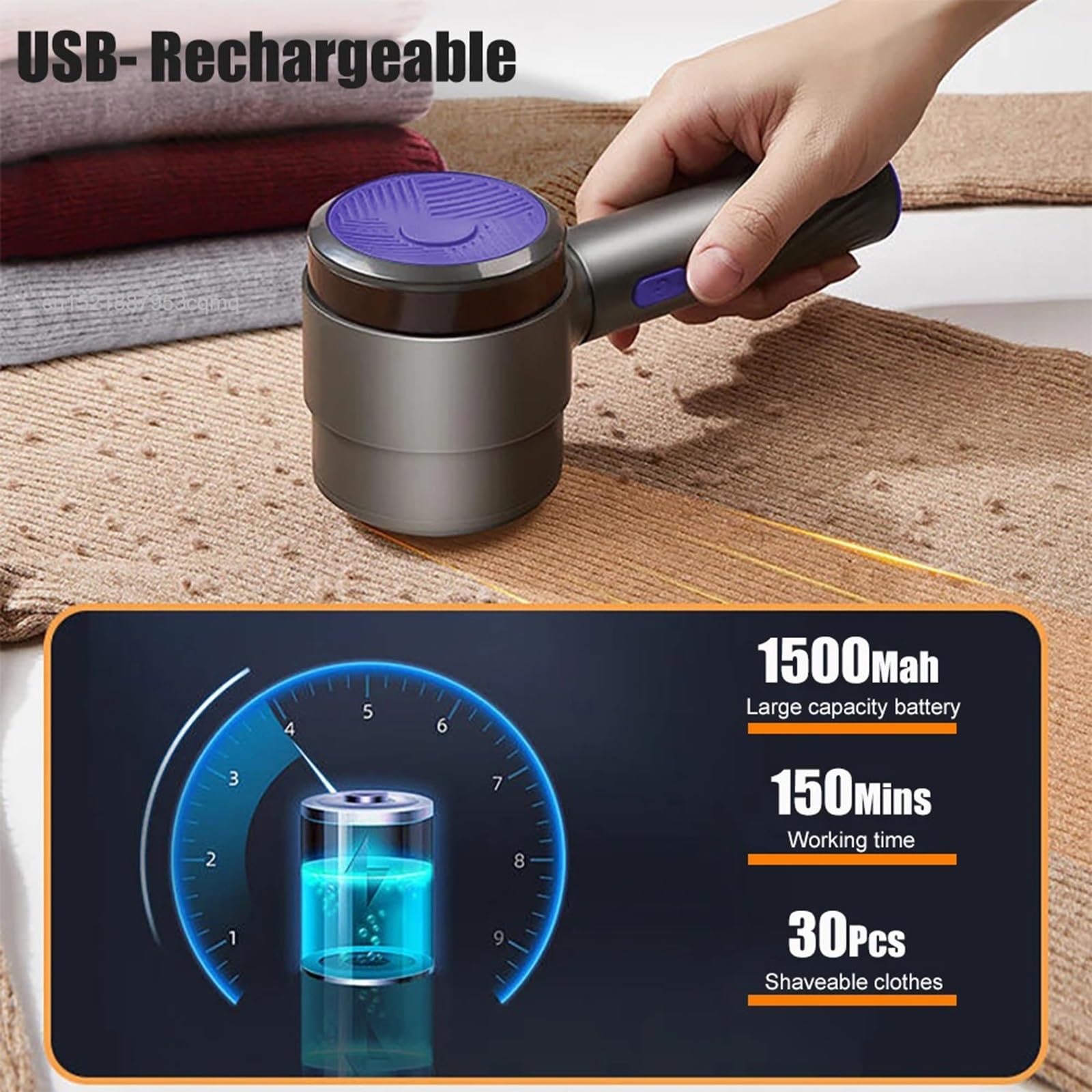 Afeitadora de tela portátil para quitar pelusas de pellets recargable, quitapelusas para ropa, suéter, afeitadora de tela, máquina de afeitar eléctrica de felpa y removedor de pelusas (A)