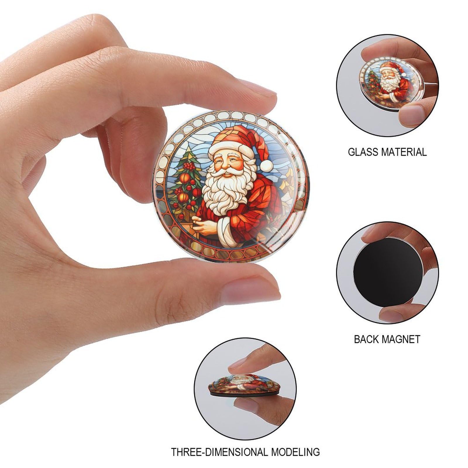 Magneti da frigorifero a forma di Babbo Natale per lavagna bianca asiatica cinese in vetro piccoli magneti colorati adesivi per frigorifero per armadi da ufficio lavagne bianche 4 pezzi