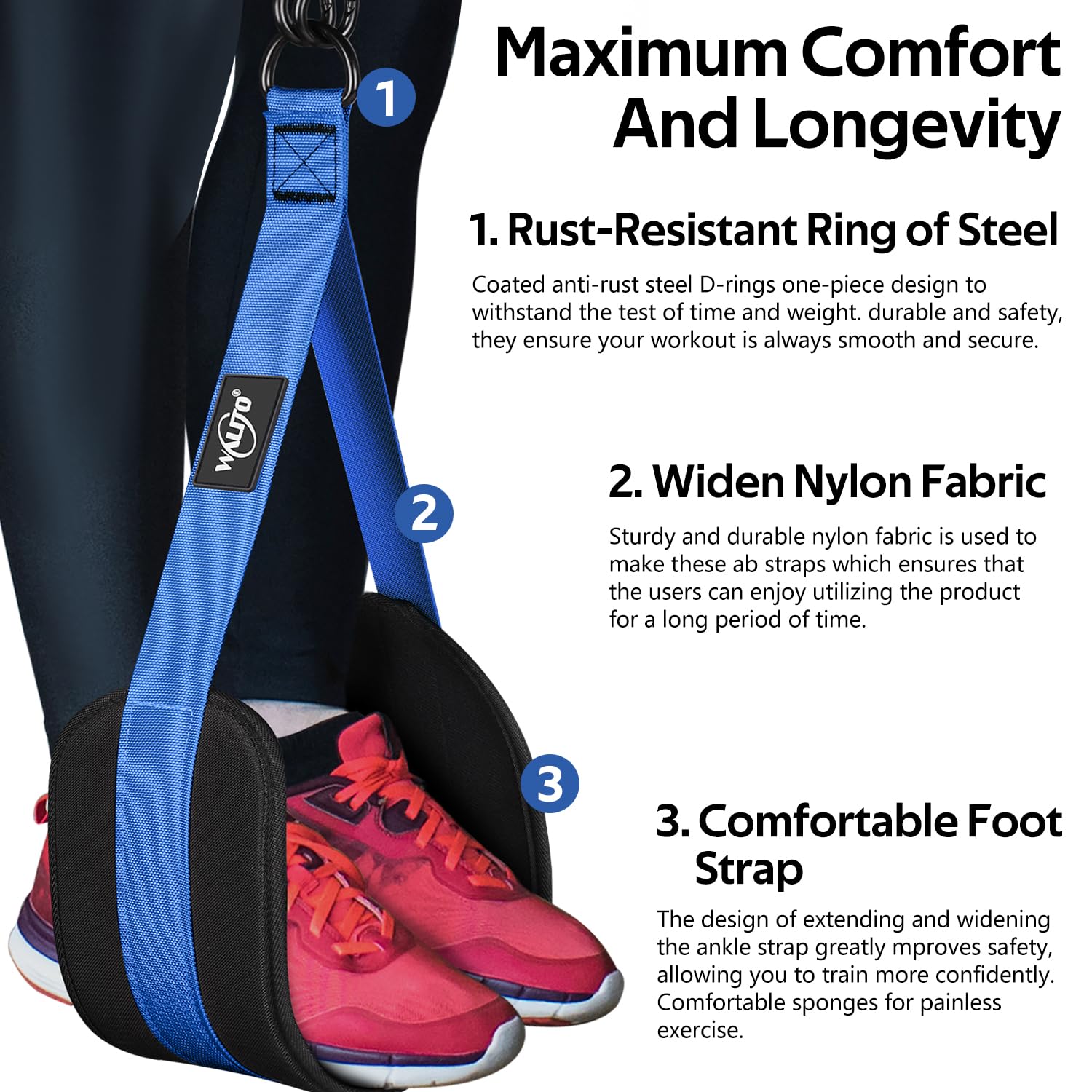 Pull Up Assistance Bands, Heavy Duty Assisted Pull Up Bands for Pull Up Assist, Adjustable Weight/Size with Fabric Feet Mats, Upgrade Pull Up Assist Bands for Strength Training - Image 6